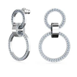 Swarovski Hollow Hoop Earrings Blue, Rhodium Plated -Jewelry Store hollow hoop earrings blue rhodium plated swarovski 5663503 2