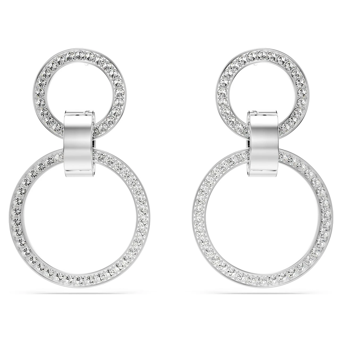 Swarovski Hollow Hoop Earrings White, Rhodium Plated 4 Swarovski Hollow Hoop Earrings White, Rhodium Plated - Image 2