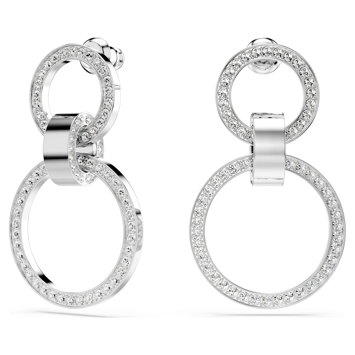 Swarovski Hollow Hoop Earrings White, Rhodium Plated 5 Swarovski Hollow Hoop Earrings White, Rhodium Plated - Image 3