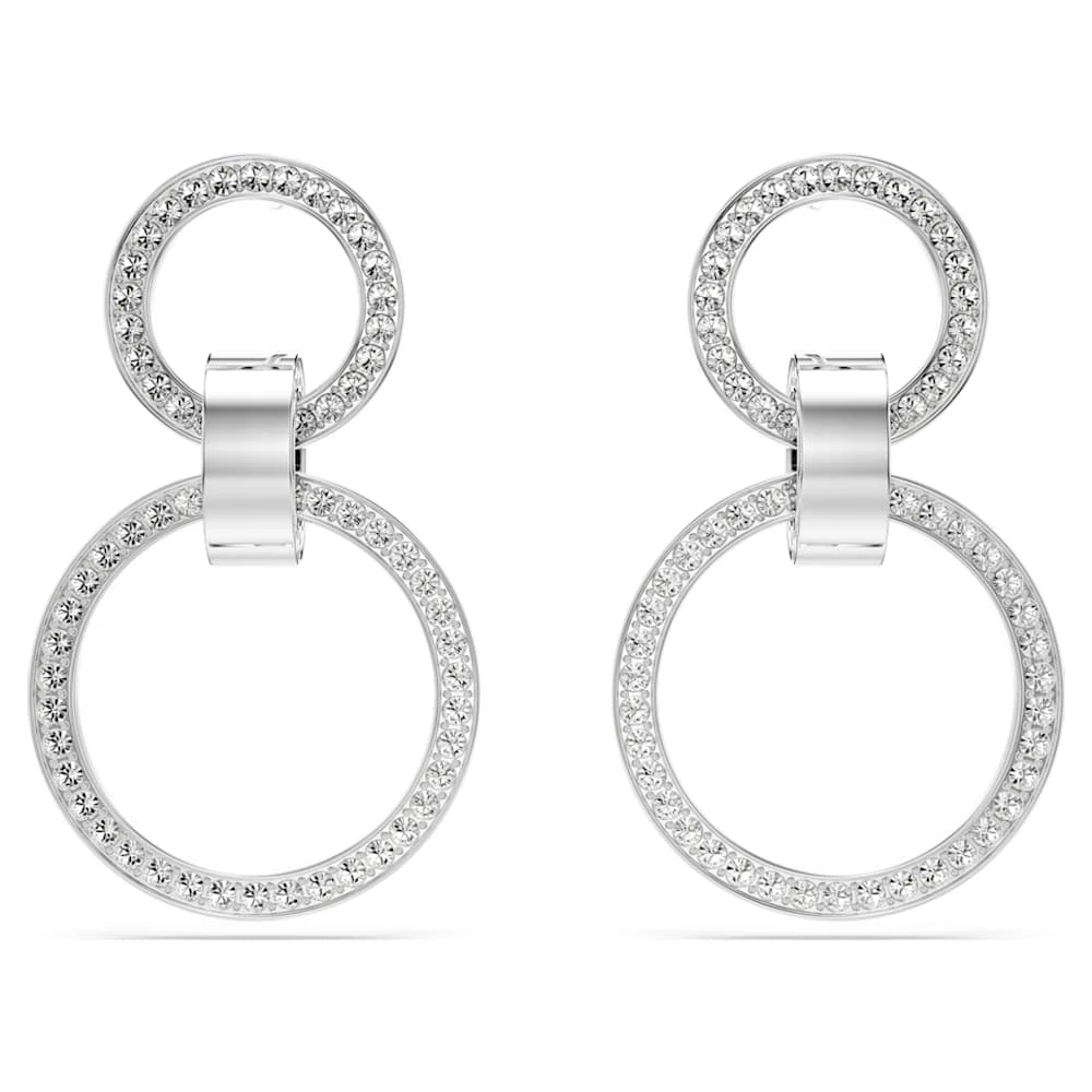 Swarovski Hollow Hoop Earrings White, Rhodium Plated 7 Swarovski Hollow Hoop Earrings White, Rhodium Plated - Image 5