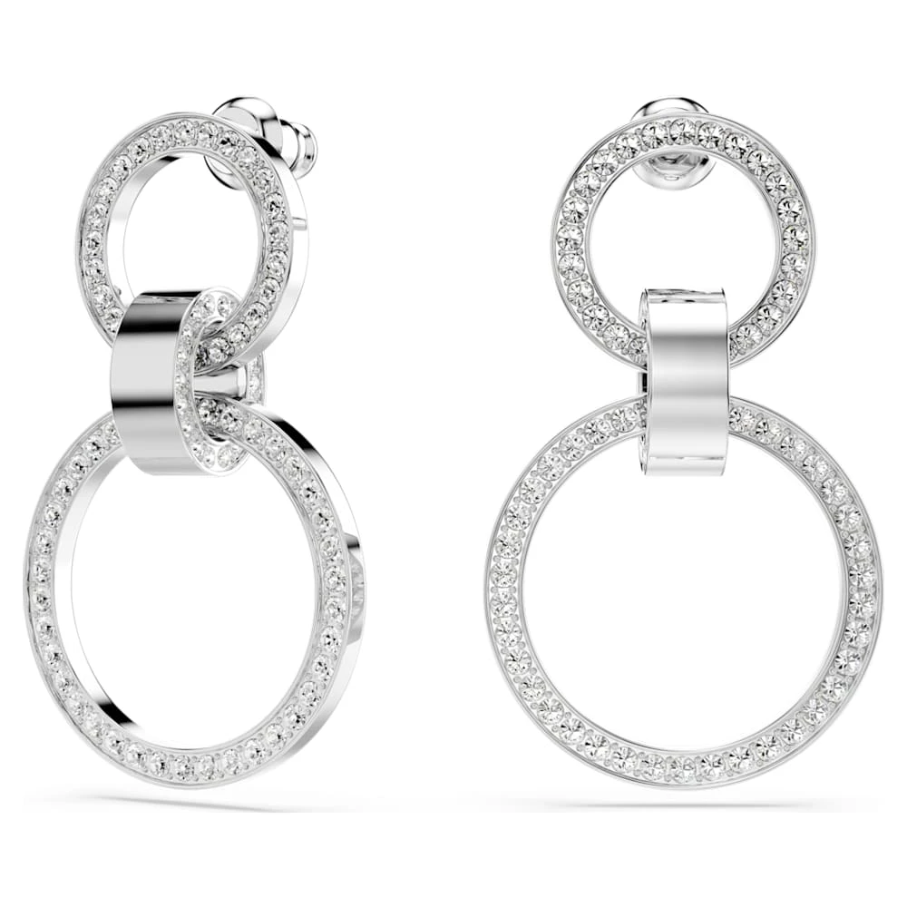 Swarovski Hollow Hoop Earrings White, Rhodium Plated 8 Swarovski Hollow Hoop Earrings White, Rhodium Plated - Image 6