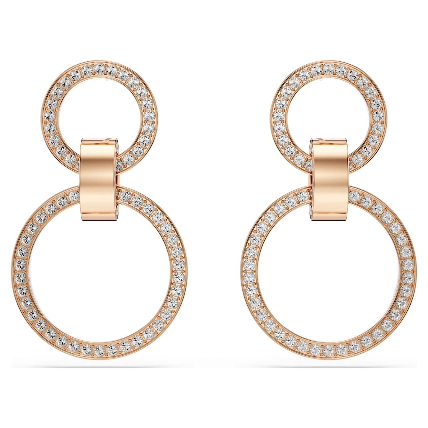 Swarovski Hollow Hoop Earrings White, Rose Gold-tone Plated 4 Swarovski Hollow Hoop Earrings White, Rose Gold-tone Plated - Image 2