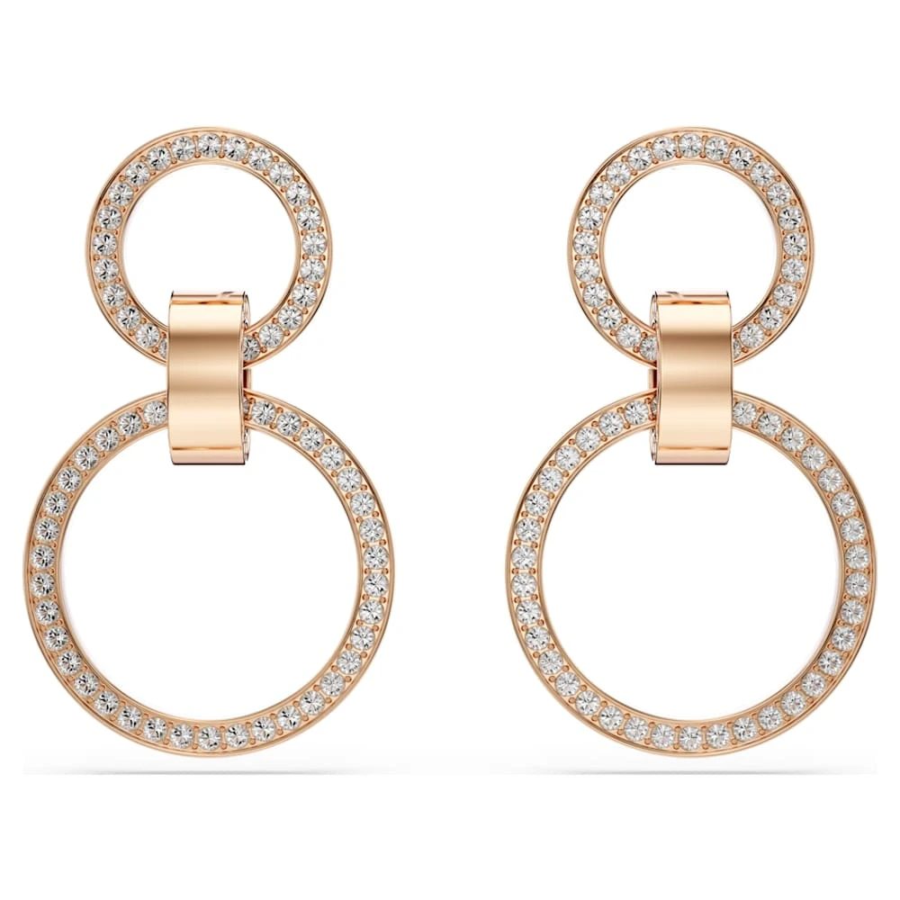 Swarovski Hollow Hoop Earrings White, Rose Gold-tone Plated 7 Swarovski Hollow Hoop Earrings White, Rose Gold-tone Plated - Image 5