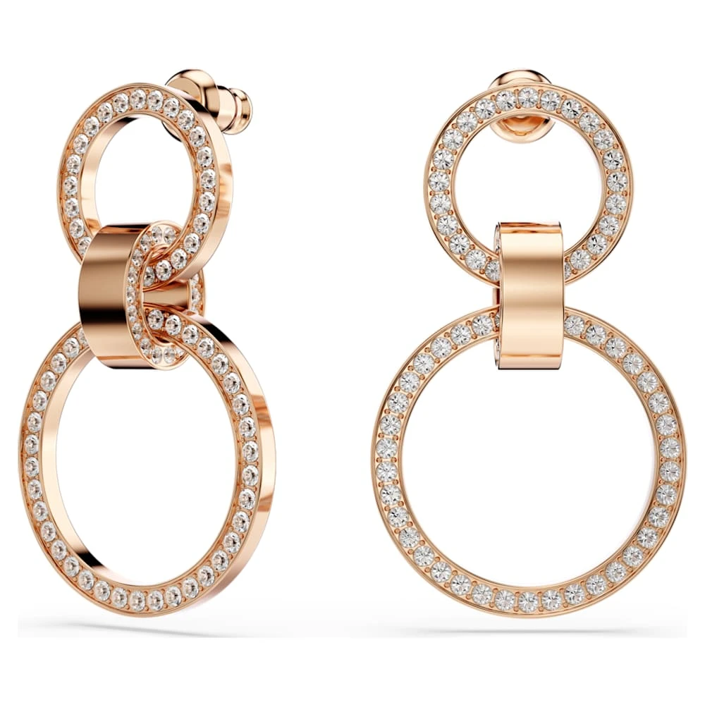 Swarovski Hollow Hoop Earrings White, Rose Gold-tone Plated 8 Swarovski Hollow Hoop Earrings White, Rose Gold-tone Plated - Image 6