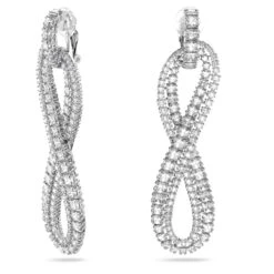 Swarovski Hyperbola Clip Earrings Infinity, White, Rhodium Plated -Jewelry Store hyperbola clip earrings infinity white rhodium plated swarovski 5616586 2