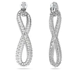 Swarovski Hyperbola Clip Earrings Infinity, White, Rhodium Plated -Jewelry Store hyperbola clip earrings infinity white rhodium plated swarovski 5616586 3