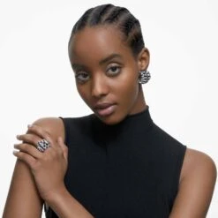 Swarovski Hyperbola Cocktail Ring Mixed Cuts, Black, Rhodium Plated -Jewelry Store hyperbola cocktail ring mixed cuts black rhodium plated swarovski 5615322 4