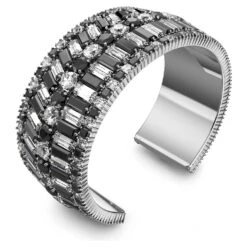 Swarovski Hyperbola Cuff Mixed Cuts, Black, Rhodium Plated -Jewelry Store hyperbola cuff mixed cuts black rhodium plated swarovski 5615330 2
