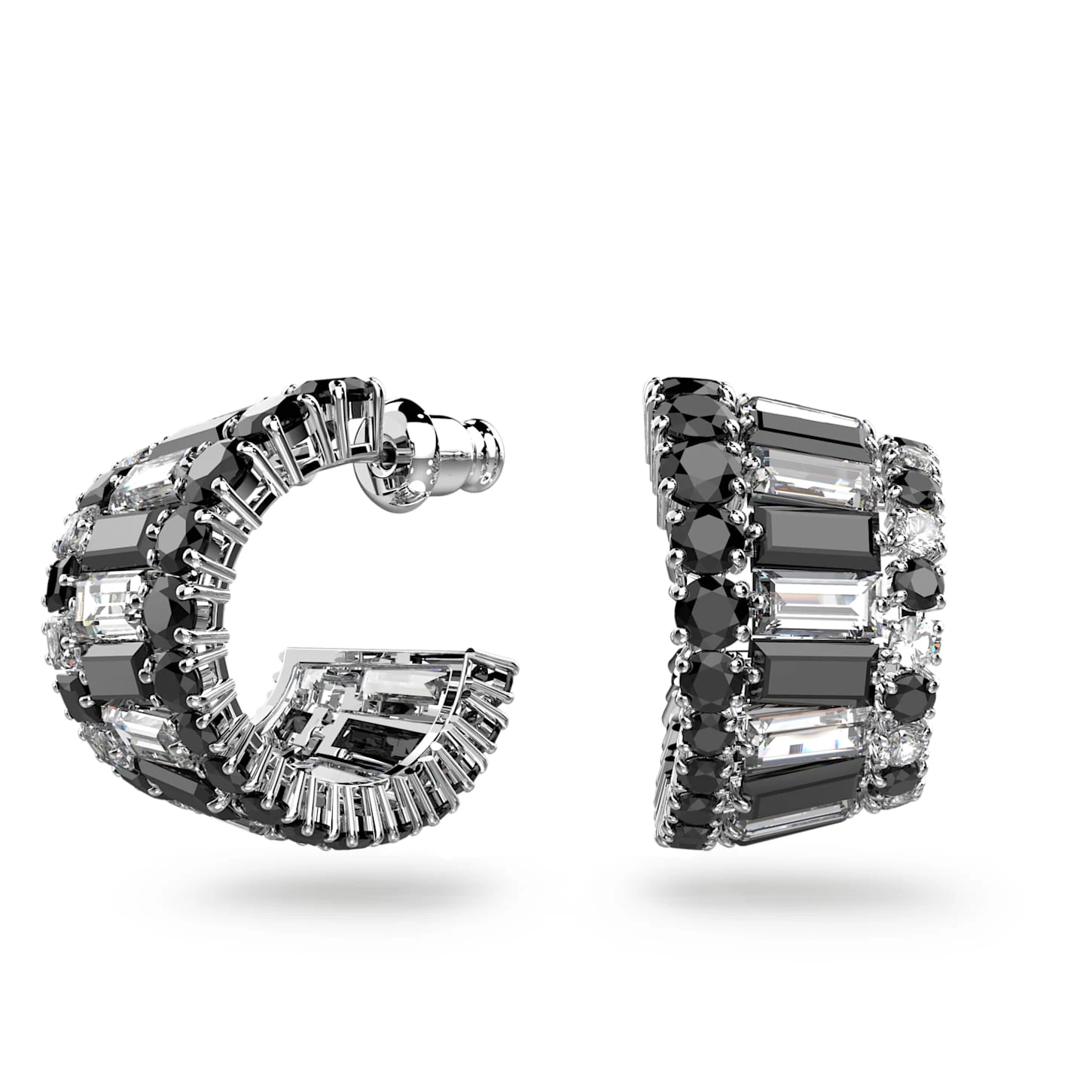 Swarovski Hyperbola Ear Cuffs Mixed Cuts, Black, Rhodium Plated 4 Swarovski Hyperbola Ear Cuffs Mixed Cuts, Black, Rhodium Plated - Image 2