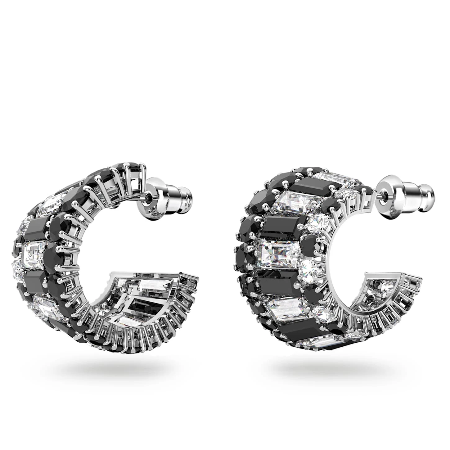 Swarovski Hyperbola Ear Cuffs Mixed Cuts, Black, Rhodium Plated 5 Swarovski Hyperbola Ear Cuffs Mixed Cuts, Black, Rhodium Plated - Image 3