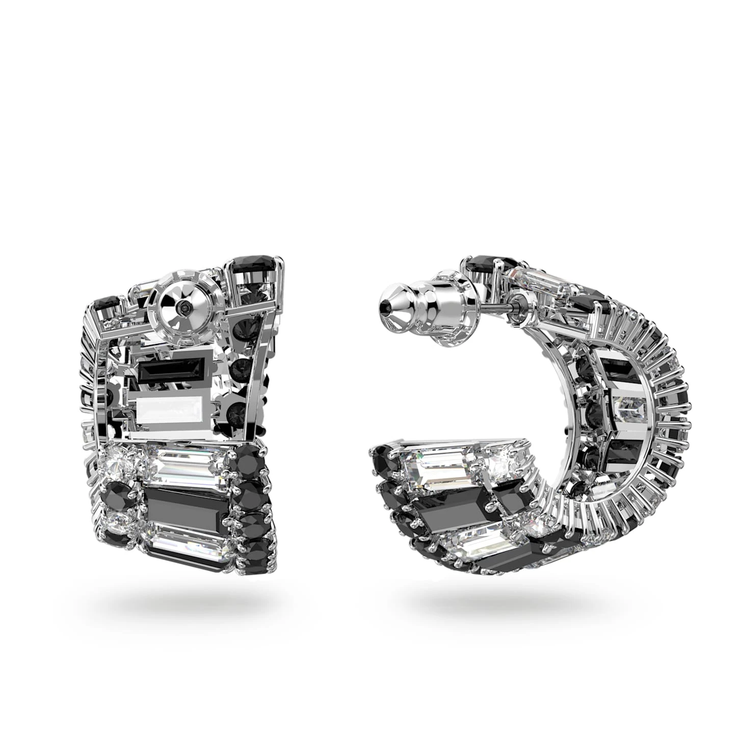 Swarovski Hyperbola Ear Cuffs Mixed Cuts, Black, Rhodium Plated 6 Swarovski Hyperbola Ear Cuffs Mixed Cuts, Black, Rhodium Plated - Image 4