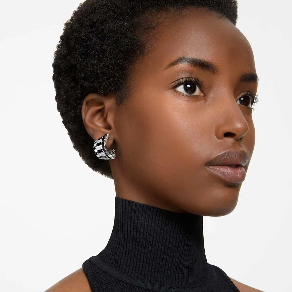 Swarovski Hyperbola Ear Cuffs Mixed Cuts, Black, Rhodium Plated 7 Swarovski Hyperbola Ear Cuffs Mixed Cuts, Black, Rhodium Plated - Image 5