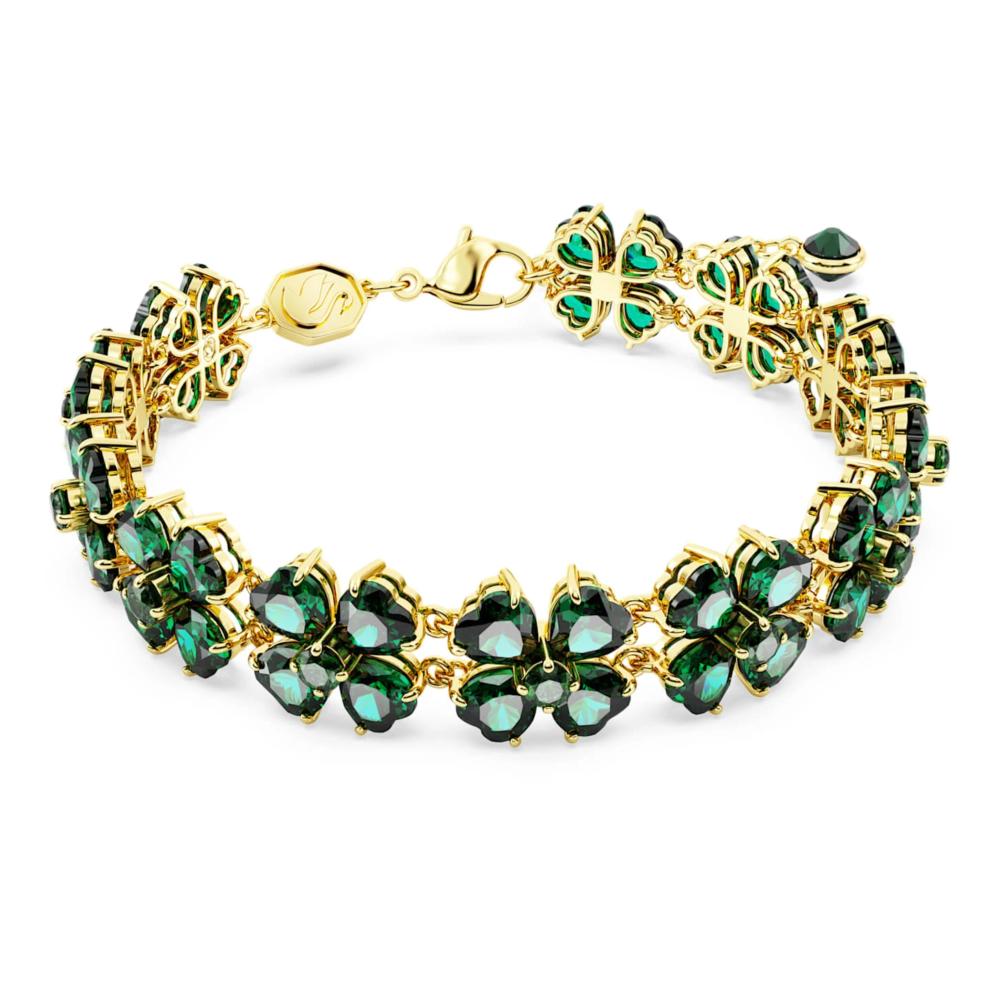 Swarovski Idyllia Bracelet Mixed Cuts, Multiple Clover, Green, Gold-tone Plated 4 Swarovski Idyllia Bracelet Mixed Cuts, Multiple Clover, Green, Gold-tone Plated - Image 2