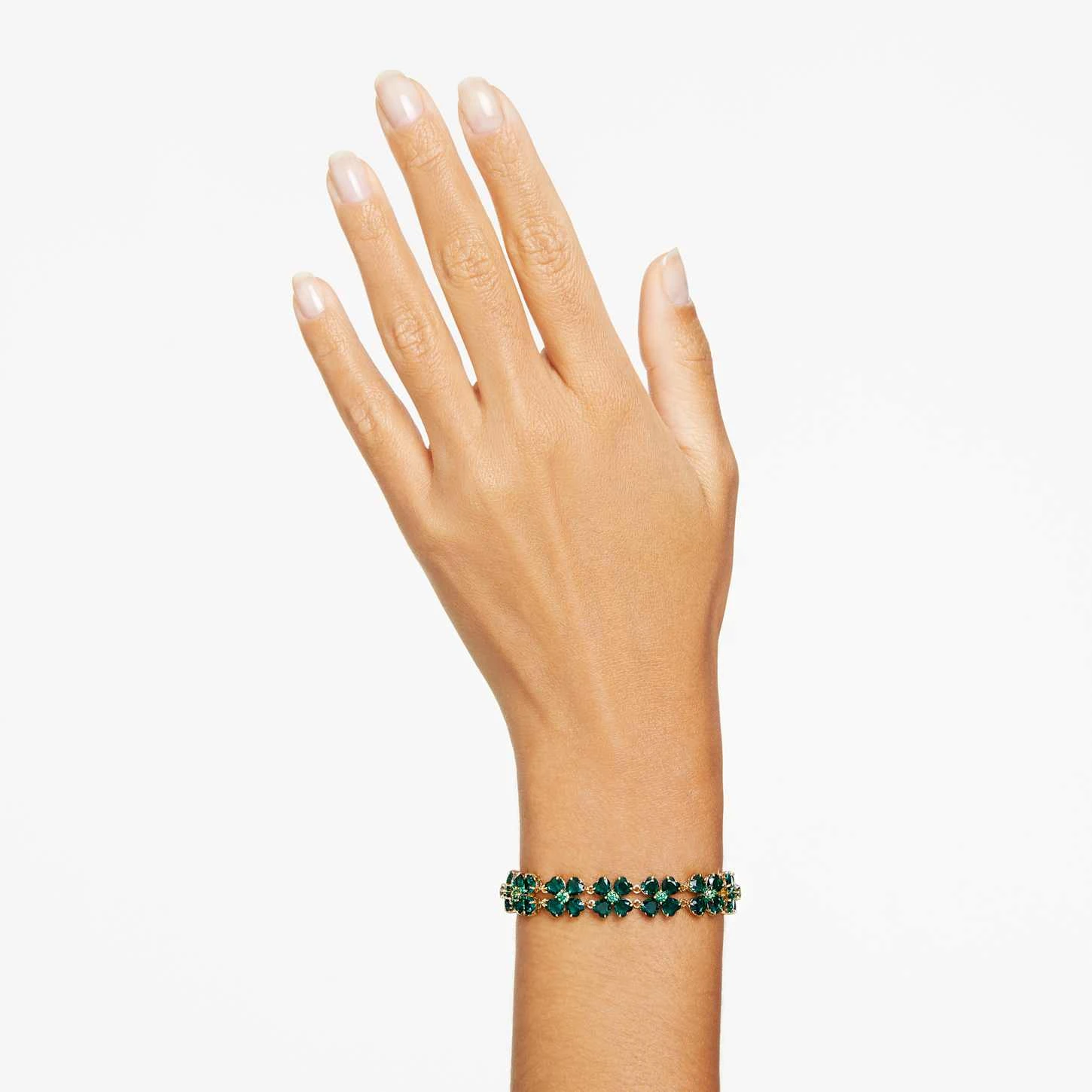 Swarovski Idyllia Bracelet Mixed Cuts, Multiple Clover, Green, Gold-tone Plated 3 Swarovski Idyllia Bracelet Mixed Cuts, Multiple Clover, Green, Gold-tone Plated