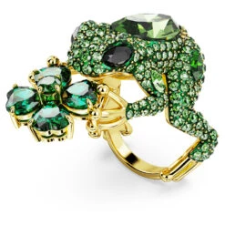 Swarovski Idyllia Cocktail Ring Frog, Green, Gold-tone Plated -Jewelry Store idyllia cocktail ring frog green gold tone plated swarovski 5666135 2