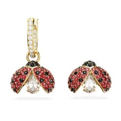 Swarovski Idyllia Drop Earrings Asymmetrical Design, Ladybug, Red, Gold-tone Plated -Jewelry Store idyllia drop earrings asymmetrical design ladybug red gold tone plated swarovski 5666131 2