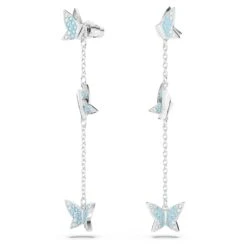 Swarovski Lilia Drop Earrings Butterfly, Blue, Rhodium Plated -Jewelry Store lilia drop earrings butterfly blue rhodium plated swarovski 5662182 2
