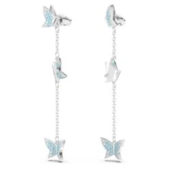 Swarovski Lilia Drop Earrings Butterfly, Blue, Rhodium Plated -Jewelry Store lilia drop earrings butterfly blue rhodium plated swarovski 5662182 3