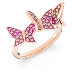 Swarovski Lilia Ring Set (3), Butterfly, Pink, Rose Gold-tone Plated -Jewelry Store lilia ring set 28329 butterfly pink rose gold tone plated swarovski 5636417 2