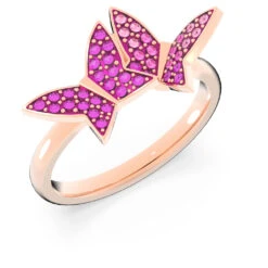 Swarovski Lilia Ring Set (3), Butterfly, Pink, Rose Gold-tone Plated -Jewelry Store lilia ring set 28329 butterfly pink rose gold tone plated swarovski 5636417 3