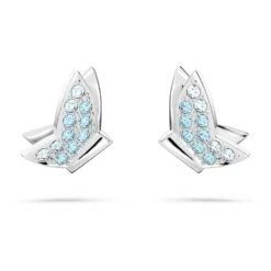 Swarovski Lilia Stud Earrings Butterfly, Blue, Rhodium Plated