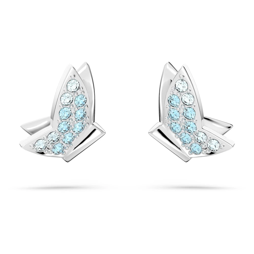 Swarovski Lilia Stud Earrings Butterfly, Blue, Rhodium Plated 7 Swarovski Lilia Stud Earrings Butterfly, Blue, Rhodium Plated - Image 5