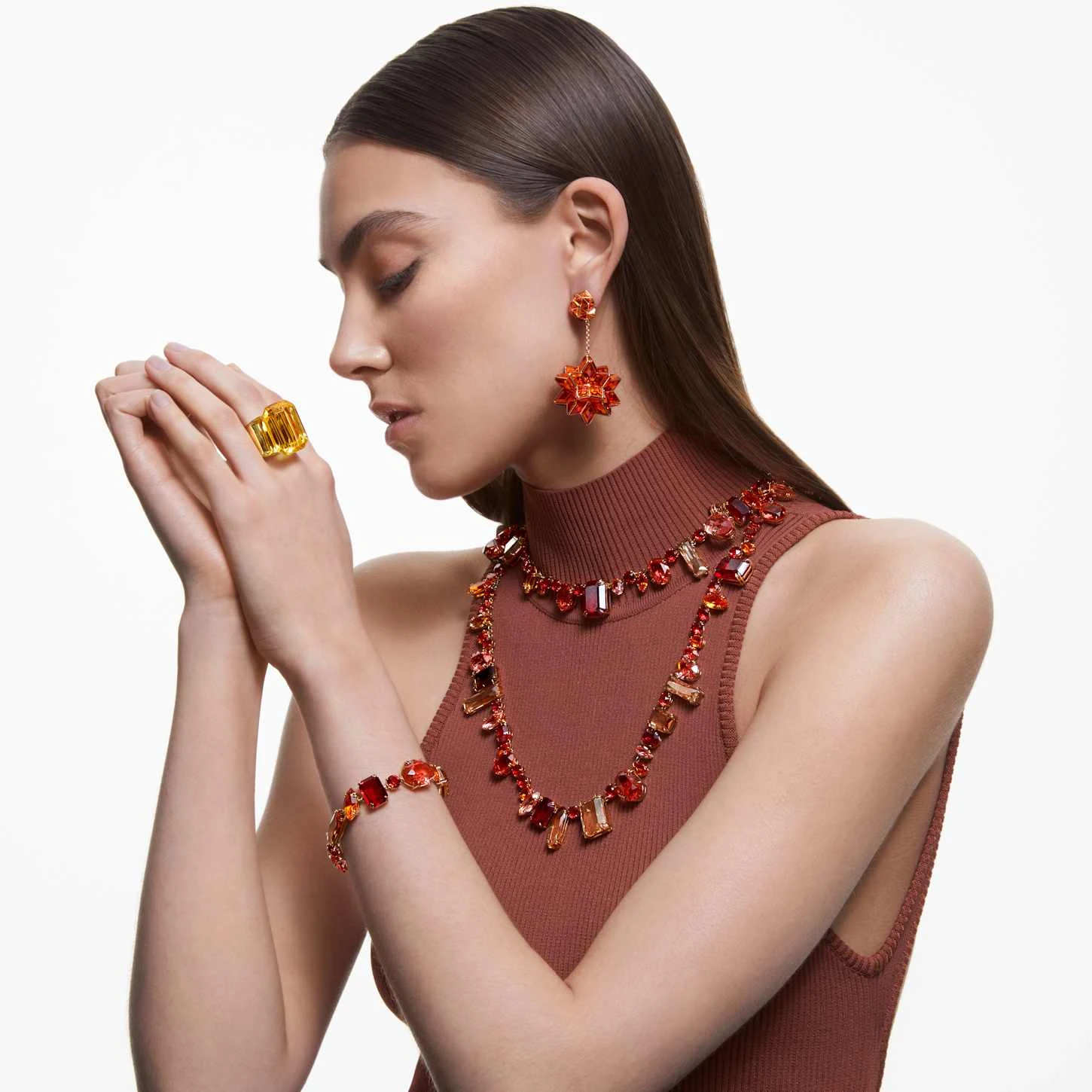 Swarovski Lucent Cocktail Ring Octagon Cut, Yellow 8 Swarovski Lucent Cocktail Ring Octagon Cut, Yellow - Image 6