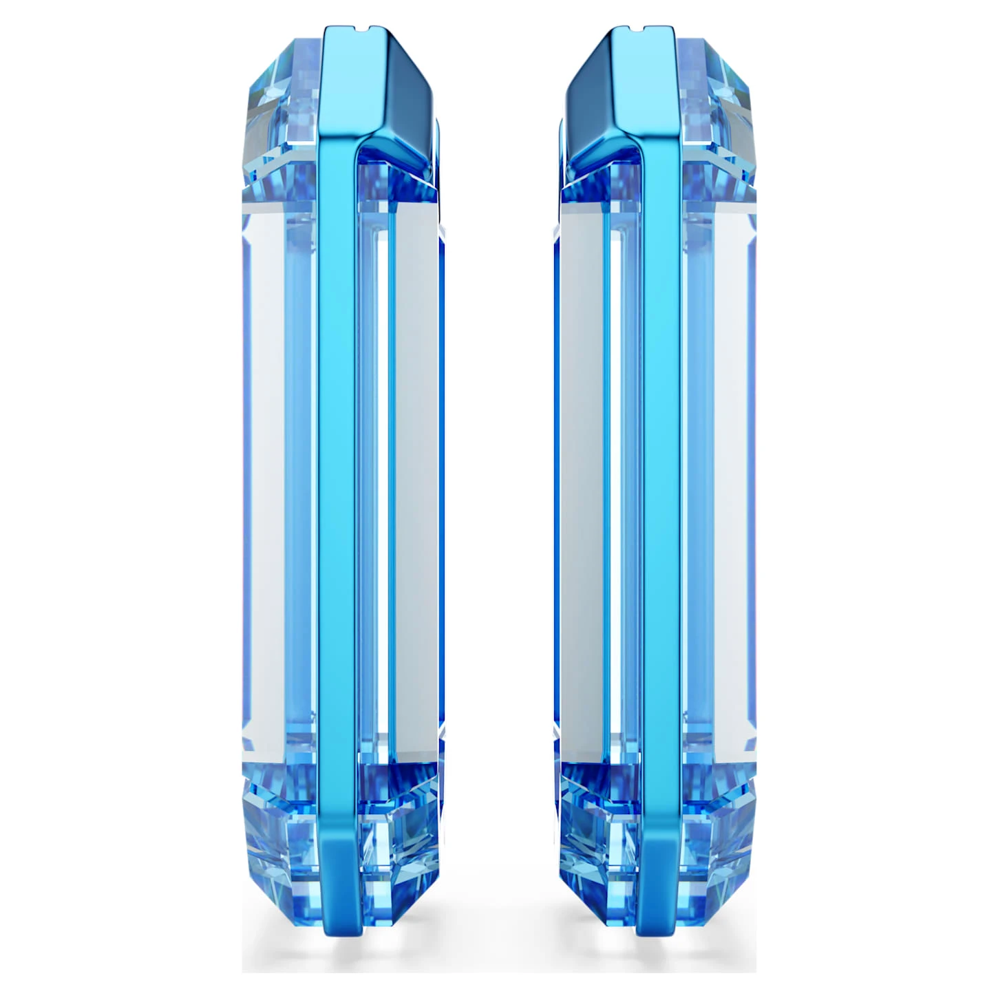Swarovski Lucent Hoop Earrings Statement, Octagon Shape, Blue 5 Swarovski Lucent Hoop Earrings Statement, Octagon Shape, Blue - Image 3