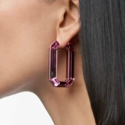 Swarovski Lucent Hoop Earrings Statement, Octagon Shape, Pink -Jewelry Store lucent hoop earrings statement octagon shape pink swarovski 5633955 3