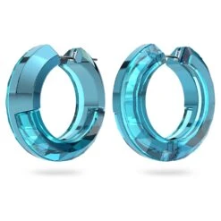 Swarovski Lucent Hoop Earrings Statement, Round Shape, Blue -Jewelry Store lucent hoop earrings statement round shape blue swarovski 5629220 2