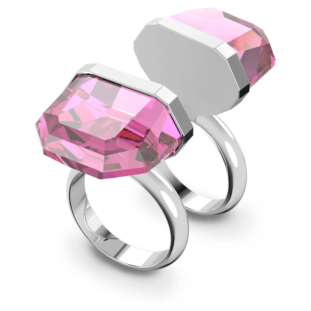 Swarovski Lucent Ring Magnetic Closure, Pink, Rhodium Plated 8 Swarovski Lucent Ring Magnetic Closure, Pink, Rhodium Plated - Image 6