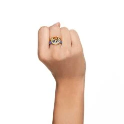 Swarovski Marvel Captain Marvel Ring Multicolored, Gold-tone Plated