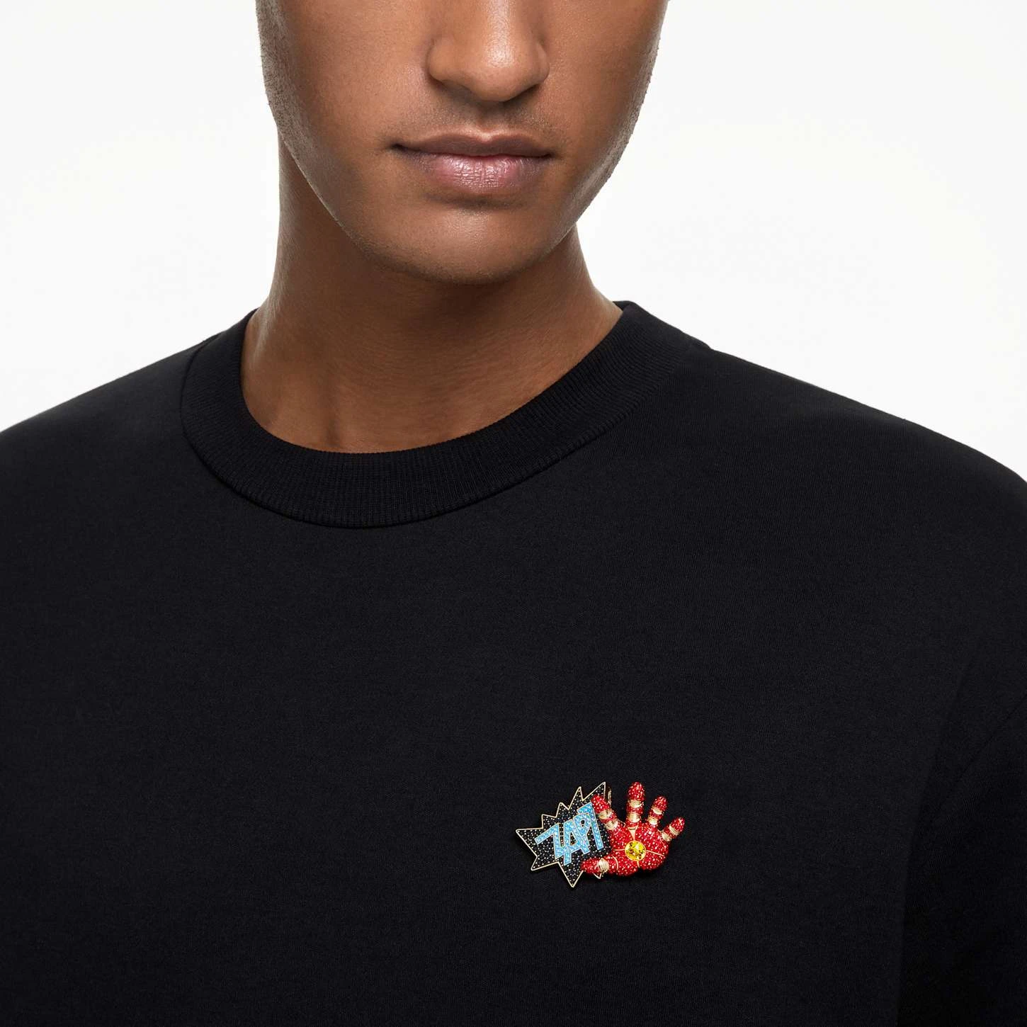 Swarovski Marvel Iron Man Pendant And Brooch Multicolored, Gold-tone Plated 3 Swarovski Marvel Iron Man Pendant And Brooch Multicolored, Gold-tone Plated