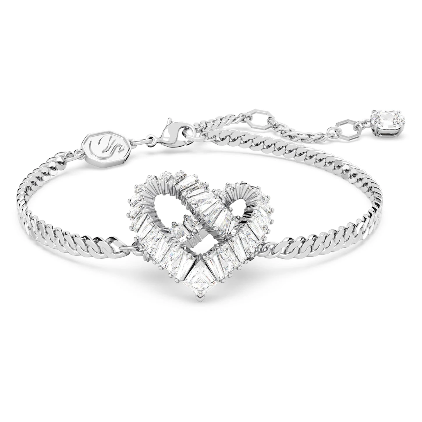 Swarovski Matrix Bracelet Heart, White, Rhodium Plated 4 Swarovski Matrix Bracelet Heart, White, Rhodium Plated - Image 2
