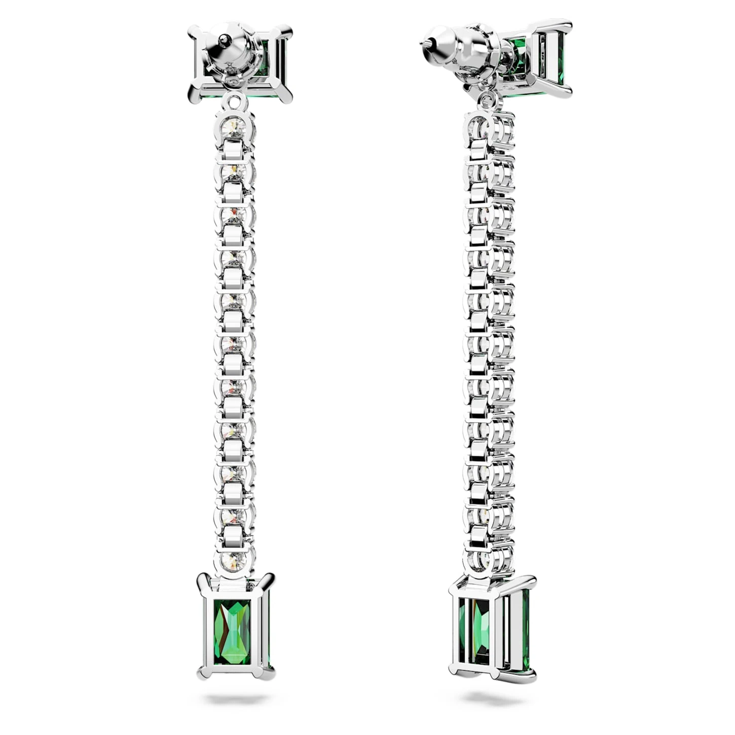 Swarovski Matrix Drop Earrings Mixed Cuts, Green, Rhodium Plated 7 Swarovski Matrix Drop Earrings Mixed Cuts, Green, Rhodium Plated - Image 5