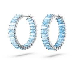 Swarovski Matrix Hoop Earrings Baguette Cut, Blue, Rhodium Plated 10 Swarovski Matrix Hoop Earrings Baguette Cut, Blue, Rhodium Plated -Jewelry Store matrix hoop earrings baguette cut blue rhodium plated swarovski 5659037 3