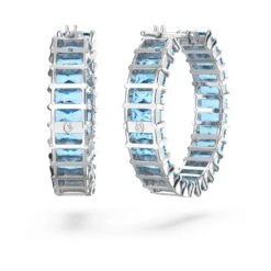 Swarovski Matrix Hoop Earrings Baguette Cut, Blue, Rhodium Plated 11 Swarovski Matrix Hoop Earrings Baguette Cut, Blue, Rhodium Plated -Jewelry Store matrix hoop earrings baguette cut blue rhodium plated swarovski 5659037 4