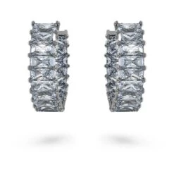 Swarovski Matrix Hoop Earrings Baguette Cut, Gray, Ruthenium Plated -Jewelry Store matrix hoop earrings baguette cut gray ruthenium plated swarovski 5658650 2