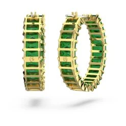 Swarovski Matrix Hoop Earrings Baguette Cut, Green, Gold-tone Plated -Jewelry Store matrix hoop earrings baguette cut green gold tone plated swarovski 5658651 4