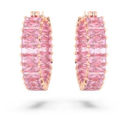 Swarovski Matrix Hoop Earrings Baguette Cut, Pink, Rose Gold-tone Plated 10 Swarovski Matrix Hoop Earrings Baguette Cut, Pink, Rose Gold-tone Plated -Jewelry Store matrix hoop earrings baguette cut pink rose gold tone plated swarovski 5657726 2