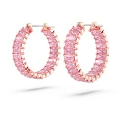Swarovski Matrix Hoop Earrings Baguette Cut, Pink, Rose Gold-tone Plated 11 Swarovski Matrix Hoop Earrings Baguette Cut, Pink, Rose Gold-tone Plated -Jewelry Store matrix hoop earrings baguette cut pink rose gold tone plated swarovski 5657726 3