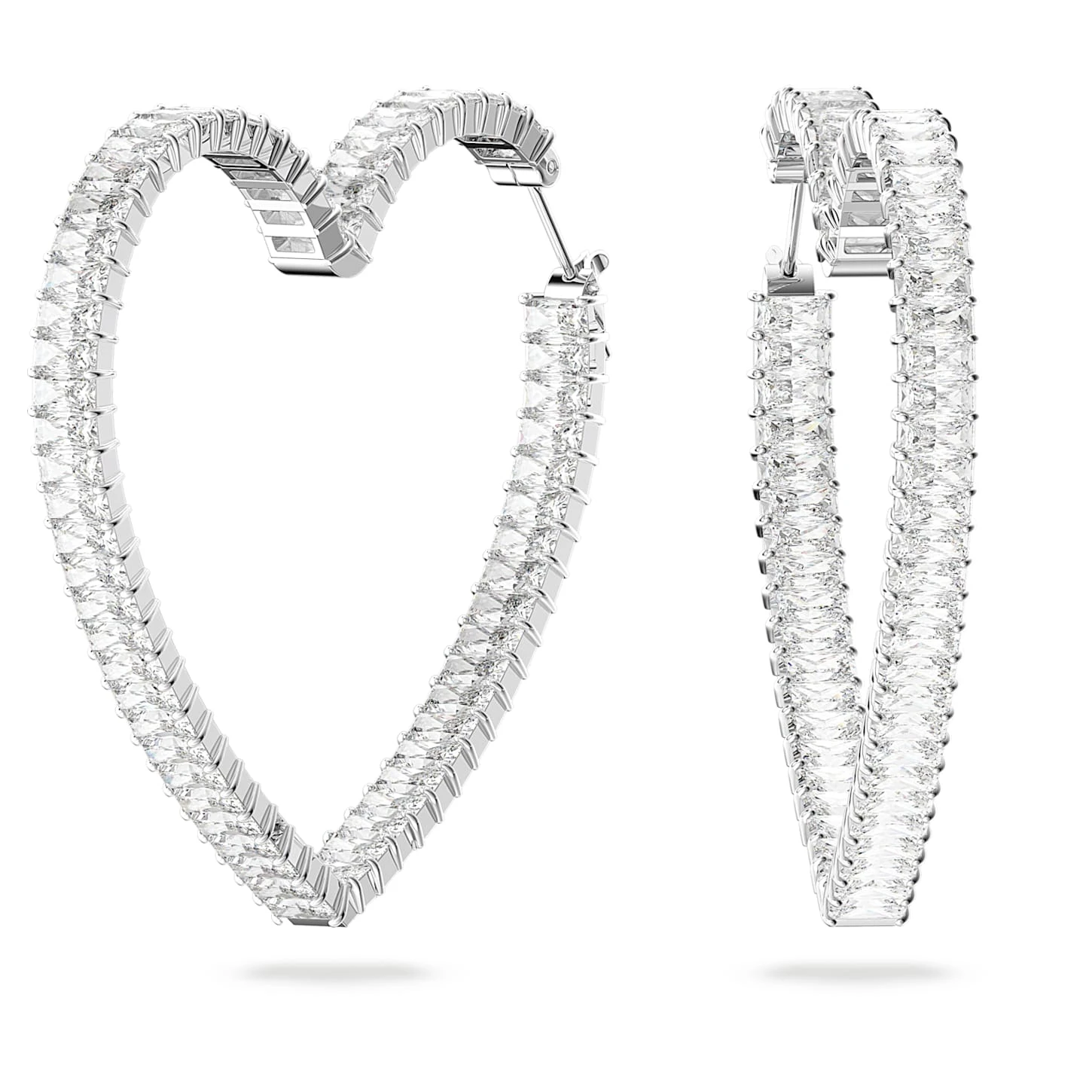 Swarovski Matrix Hoop Earrings Heart, Large, White, Rhodium Plated 4 Swarovski Matrix Hoop Earrings Heart, Large, White, Rhodium Plated - Image 2
