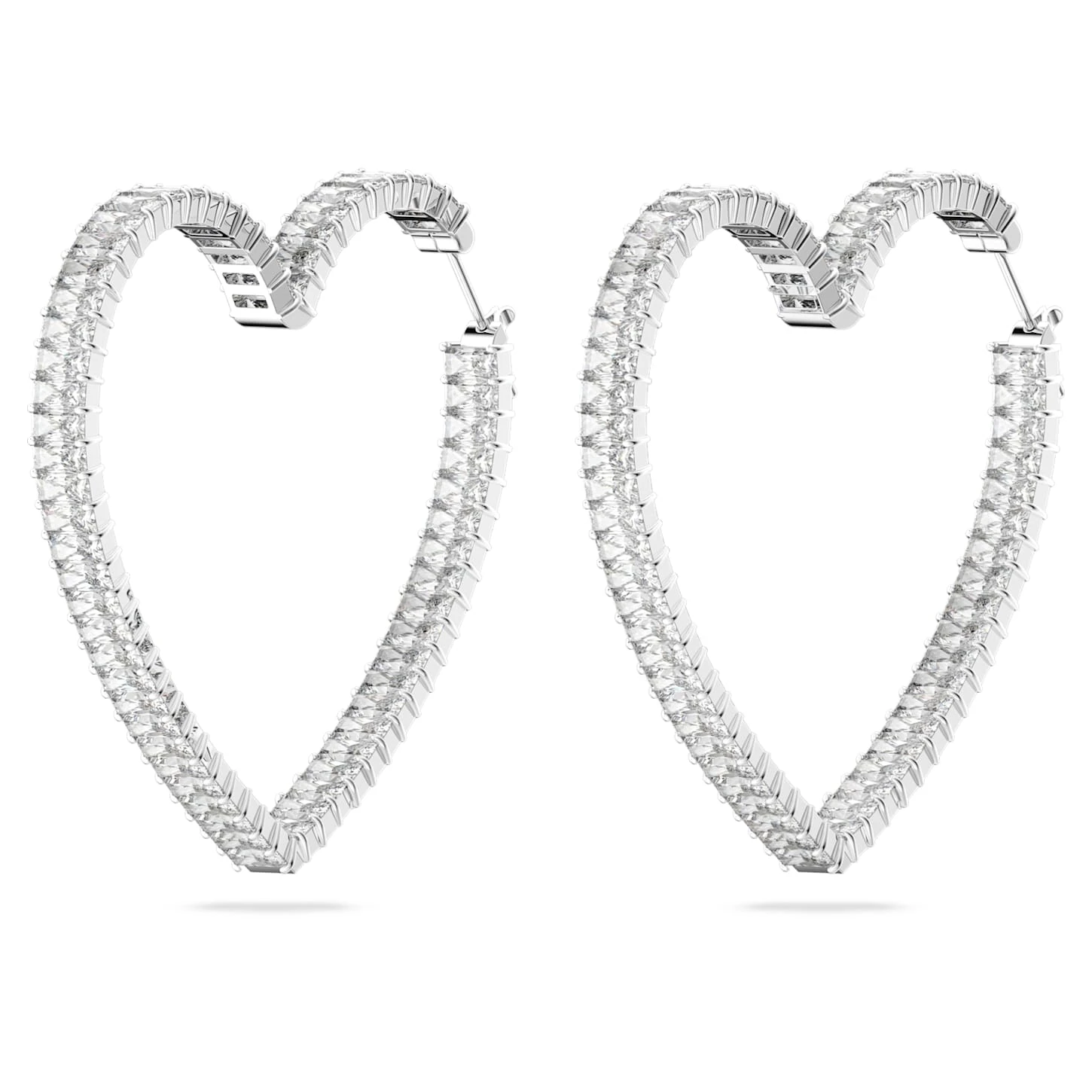 Swarovski Matrix Hoop Earrings Heart, Large, White, Rhodium Plated 6 Swarovski Matrix Hoop Earrings Heart, Large, White, Rhodium Plated - Image 4