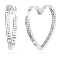 Swarovski Matrix Hoop Earrings Heart, Large, White, Rhodium Plated 12 Swarovski Matrix Hoop Earrings Heart, Large, White, Rhodium Plated -Jewelry Store matrix hoop earrings heart large white rhodium plated swarovski 5647591 4