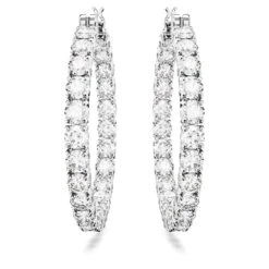 Swarovski Matrix Hoop Earrings Round Cut, White, Rhodium Plated -Jewelry Store matrix hoop earrings round cut white rhodium plated swarovski 5647715 2