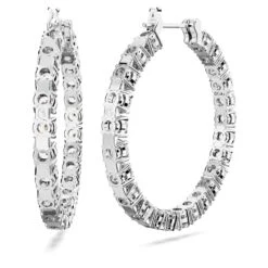 Swarovski Matrix Hoop Earrings Round Cut, White, Rhodium Plated -Jewelry Store matrix hoop earrings round cut white rhodium plated swarovski 5647715 4