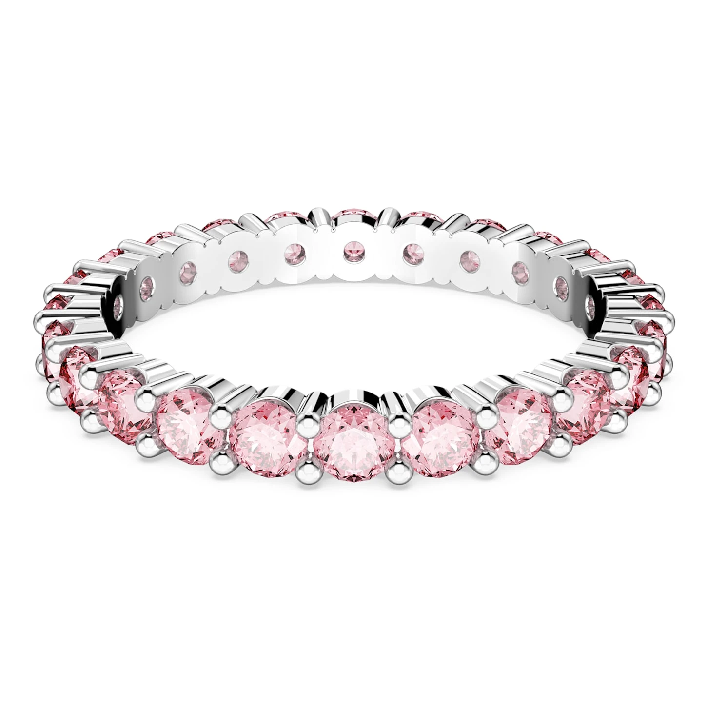 Swarovski Matrix Ring Round Cut, Pink, Rhodium Plated 4 Swarovski Matrix Ring Round Cut, Pink, Rhodium Plated - Image 2