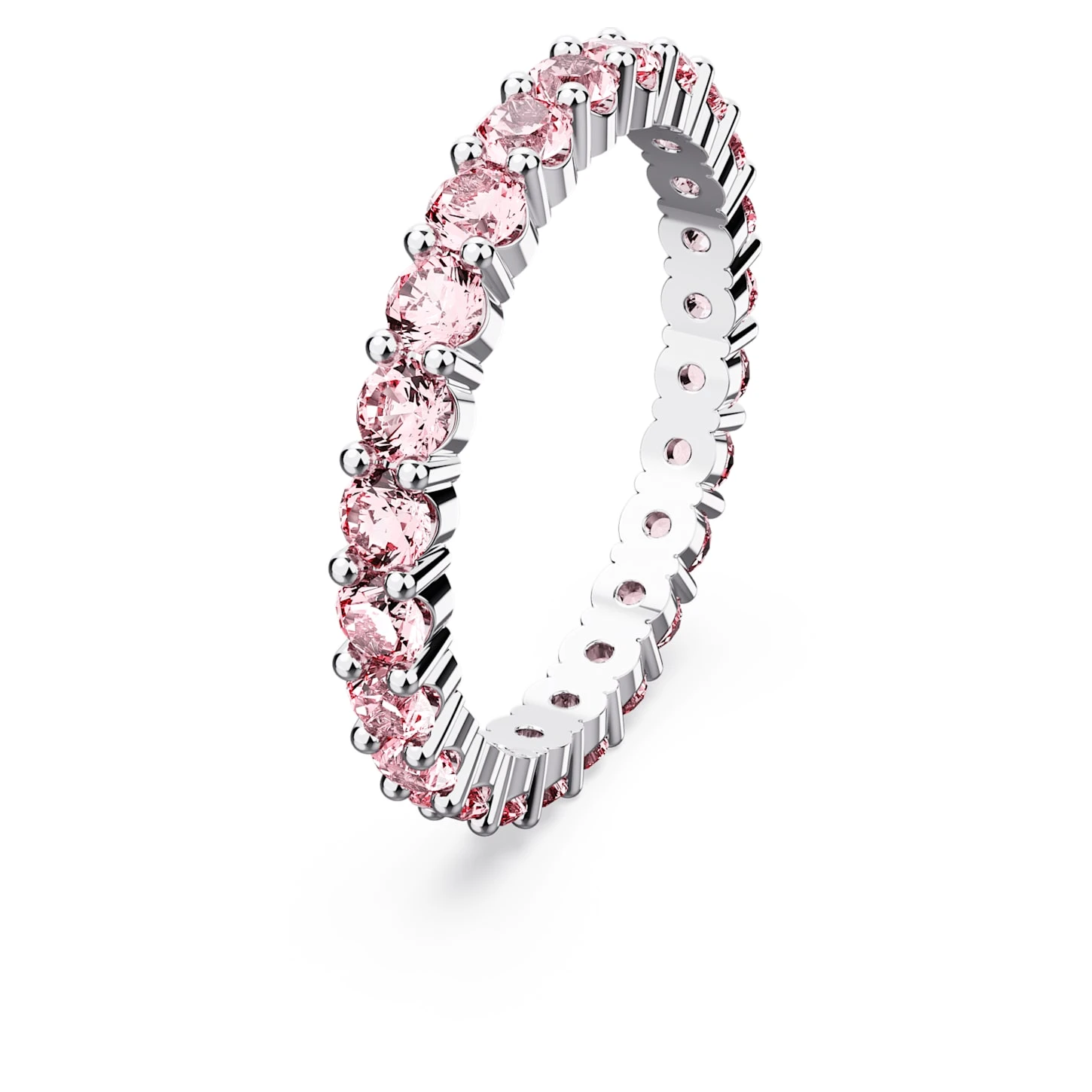 Swarovski Matrix Ring Round Cut, Pink, Rhodium Plated 5 Swarovski Matrix Ring Round Cut, Pink, Rhodium Plated - Image 3