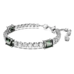 Swarovski Matrix Tennis Bracelet Mixed Cuts, Green, Rhodium Plated -Jewelry Store matrix tennis bracelet mixed cuts green rhodium plated swarovski 5666422 2