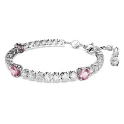 Swarovski Matrix Tennis Bracelet Mixed Cuts, Pink, Rhodium Plated -Jewelry Store matrix tennis bracelet mixed cuts pink rhodium plated swarovski 5666421 2